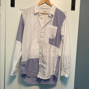 White and Blue Patchwork Shirt